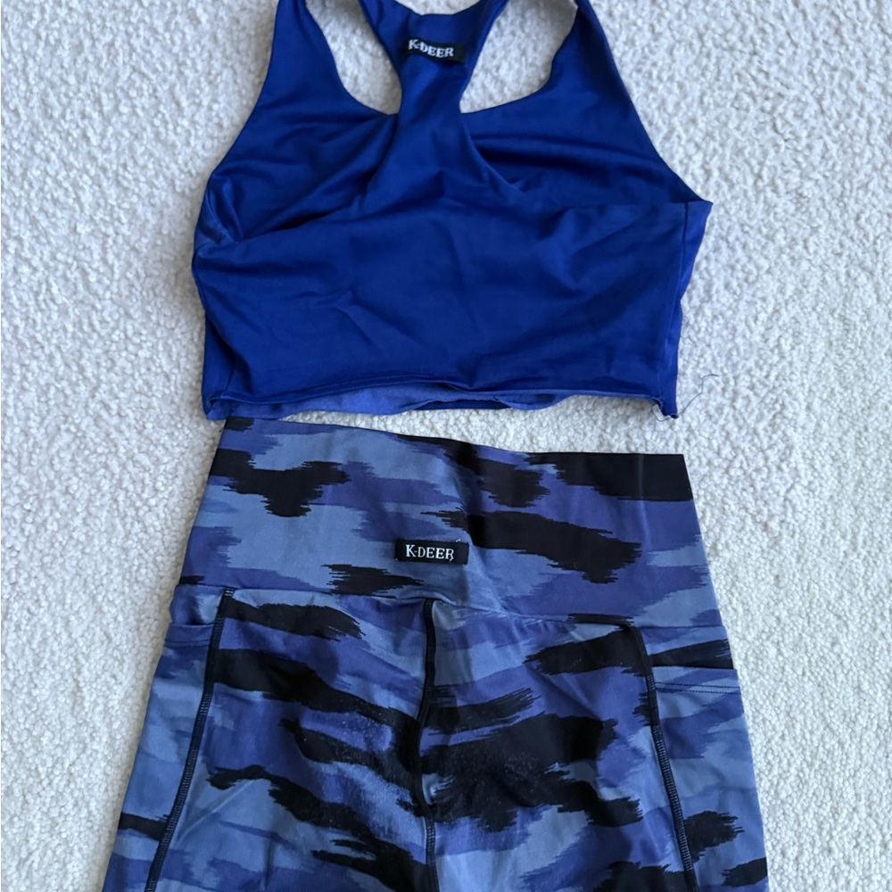 K-DEER Vibrant Blue Top and Camouflage Leggings